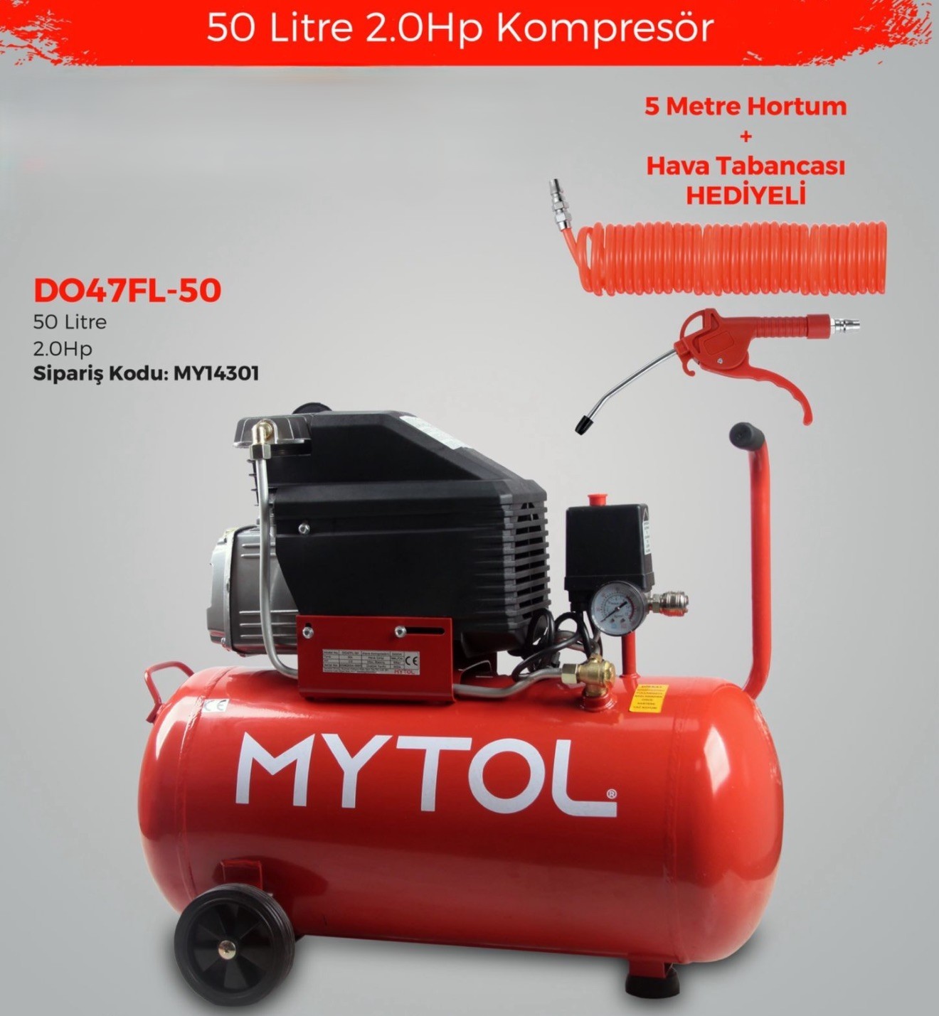 MYTOL 50LT. HAVA KOMPRESÖR SET 2 HP